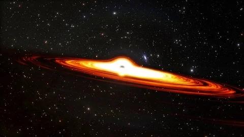 Black hole with spinning accretion disk in deep space Stock Footage 122902582