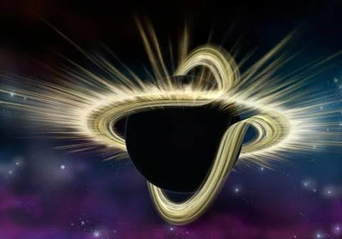Black hole star in deep space, Physically accurate 3D illustration Illustrazione stock
