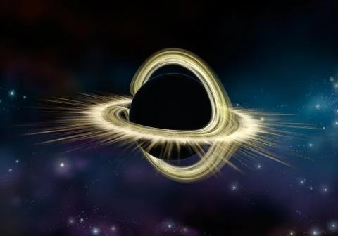 Black hole star in deep space, Physically accurate 3D illustration Ilustração Stock