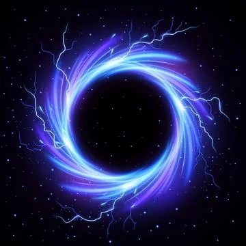 Black Hole Vortex with Lightning Flash Outside, Science Concept, Vector Ill.. 스톡 일러스트
