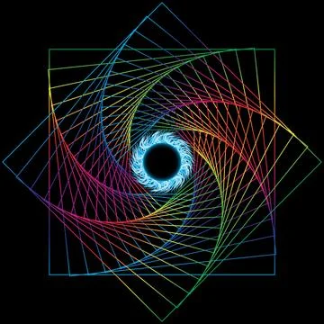 Black hole wireframe geometric shape, Line design, editable strokes イラスト素材
