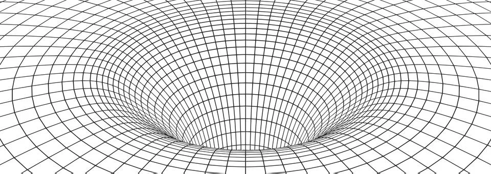 Black hole, wormhole, wireframe grid of tunnel Stock Illustration