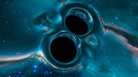 Black holes in the middle of outer space absorb the nearest stars. Science. Vídeo Stock 201147342