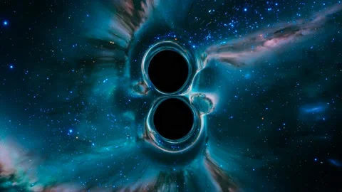 Black holes in the middle of outer space absorb the nearest stars. Science. Stock Footage 201147851