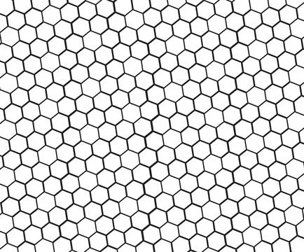 Black honeycomb mesh pattern over transparent checkered background. Illustrazione stock