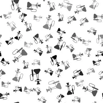 Black Hookah icon isolated seamless pattern on white background. Vector Stock Illustration