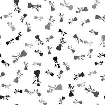Black Hookah icon isolated seamless pattern on white background. Vector Stock Illustration