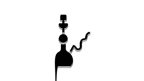 Black Hookah icon isolated on white background. 4K Video motion graphic Stock Footage 233888048