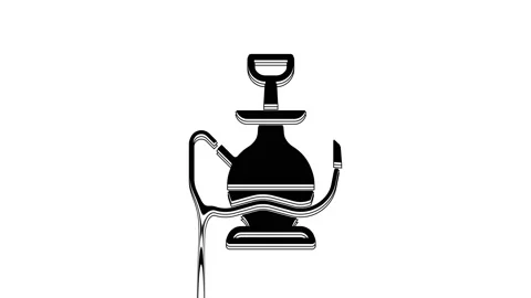 Black Hookah icon isolated on white background. 4K Video motion graphic Stock Footage 233962054