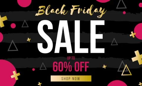 Black horizontal banner for sales on Black Friday. Black friday text. Vector Stock Illustration