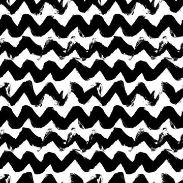 Black horizontal zig zag stripes seamless pattern Stock Illustration