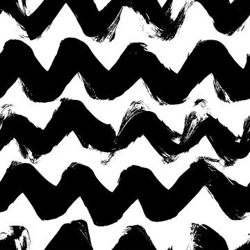 Black horizontal zig zag stripes seamless pattern Stock Illustration