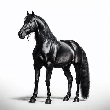 Black horse Equidae against white background AI generated Stock Photos