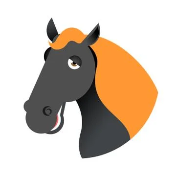 Black horse head. Muzzle hoss isolated on white background Stock Illustration