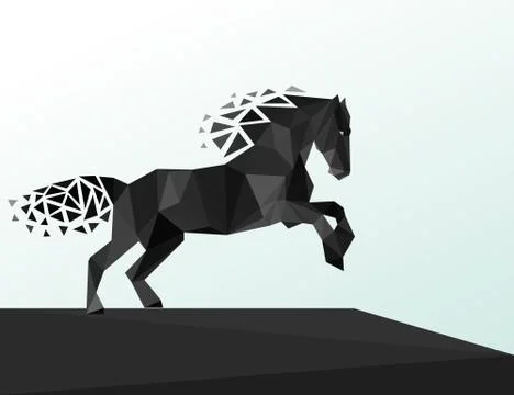 Black horse polygonal geometric, pattern design Stock Illustration