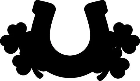Black Horseshoe and Four-Leaf Clovers Symbol of Luck Stock-Illustration