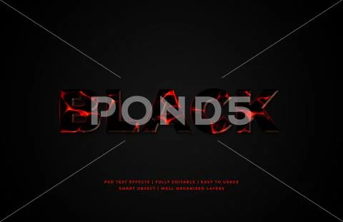 Black hot 3d text style effect mockup - PSD Template PSD Template