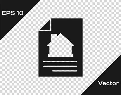 Black House contract icon isolated on transparent background. Contract crea.. Stock Illustration
