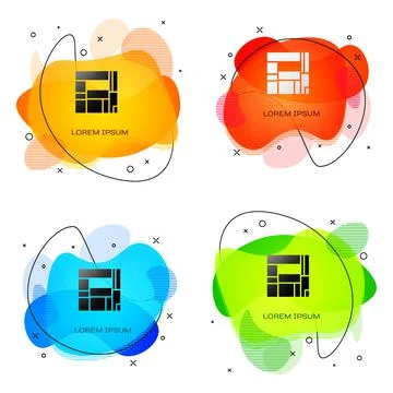 Black House Edificio Mirador icon isolated on white background. Mirador social Иллюстрация