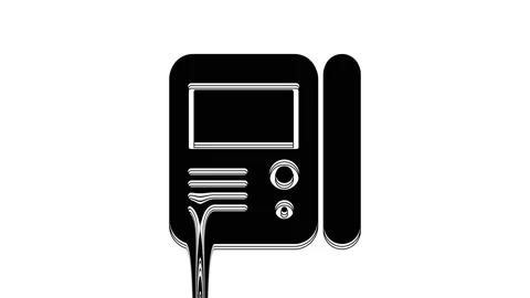 Black House intercom system icon isolated on white background. 4K Video motion Stock Footage 233815492