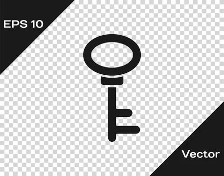 Black House key icon isolated on transparent background.  Vector Stock Illustration