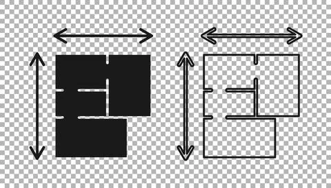 Black House plan icon isolated on transparent background. Vector Ilustración de archivo