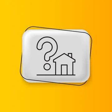 Black House with question mark icon isolated on yellow background. Housing .. Stock Illustration