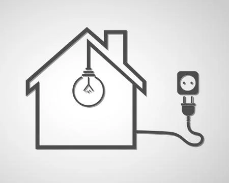 Black house with socket and light bulb - vector illustration Stock Illustration