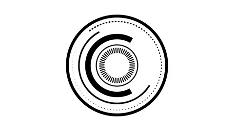 Black HUD Circular Interface Elements Animation on White Background Stock Footage 332287809