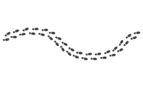 Black human footprints pathway isolated on white background. Stock Illustration