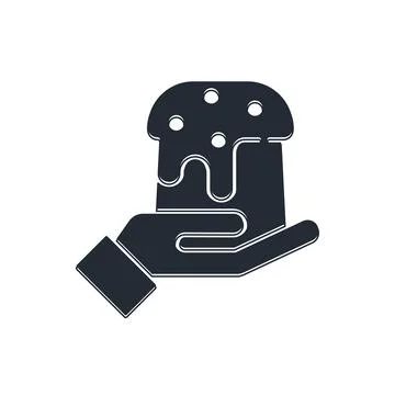 Black Human hand and easter cake icon isolated on white background. Happy E.. Stock Illustration