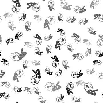 Black Human head with question mark icon isolated seamless pattern on white Stockillustratie
