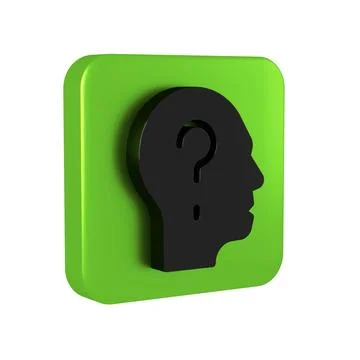 Black Human head with question mark icon isolated on transparent background.. Stock Illustration