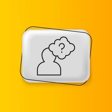 Black Human head with question mark icon isolated on yellow background. Sil.. Stock Illustration