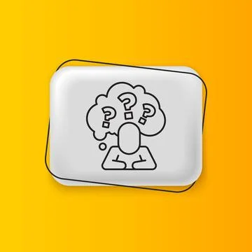 Black Human head with question mark icon isolated on yellow background. Sil.. Stockillustratie