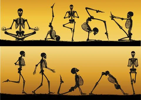 Black human skeletons Illustrazione stock
