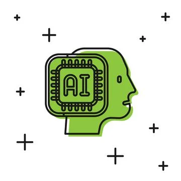 Black Humanoid robot icon isolated on white background. Artificial intelligence Stock-Illustration