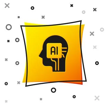 Black Humanoid robot icon isolated on white background. Artificial intelligence Illustrazione stock