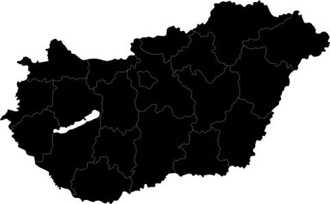 Black Hungary map Stock Illustration
