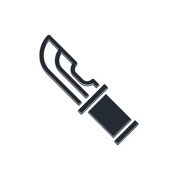 Black Hunter knife icon isolated on white background. Army knife.  Vector Stock Illustration