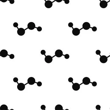 Black hydrogen atom icon isolated seamless pattern on white background. Vecto Stock Illustration