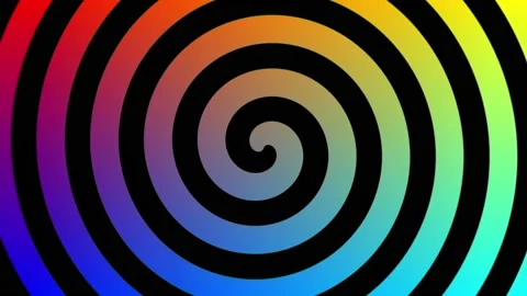 Black hypnotic swirling spiral on a colored background Stock Footage 196908085