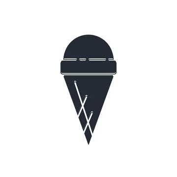 Black Ice cream in waffle cone icon isolated on white background. Sweet sym.. Stock Illustration