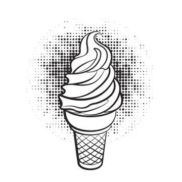 Black icecream over dot pattern Stock Illustration