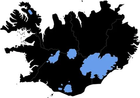 Black Iceland map Stock Illustration