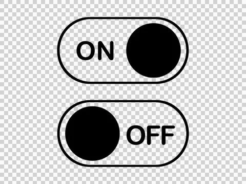Black icon On and Off toggle switch modern button on transparent background Stock Illustration