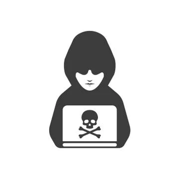 Black icon of anonymous hacker. Vector illustration. Stock Illustration