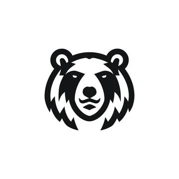 Black icon bear face in white background Stock Illustration