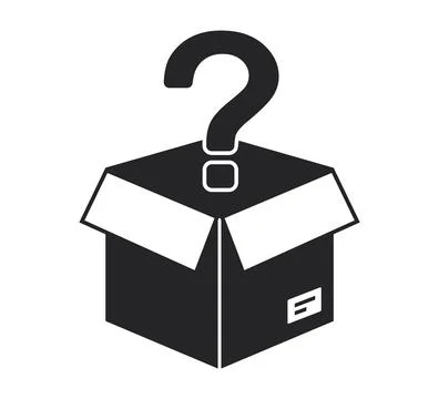 Black icon box question mark. what in the box Stock Illustration