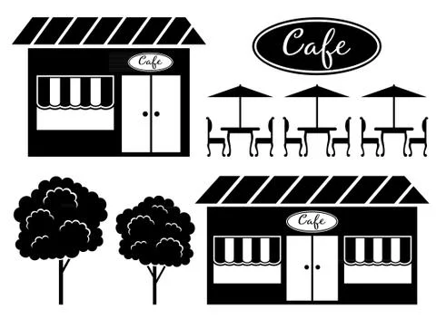 Black icon of cafe Stock Illustration